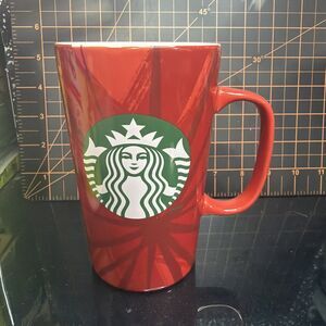 Starbucks Red 16oz Ceramic Coffee Mug Latte Cup Barista Checklist Holiday 2014